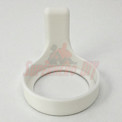 3D-printed floating display shelf for Amiibo accessories, featuring a stand for showcasing Nintendo Amiibo without drilling or screws.