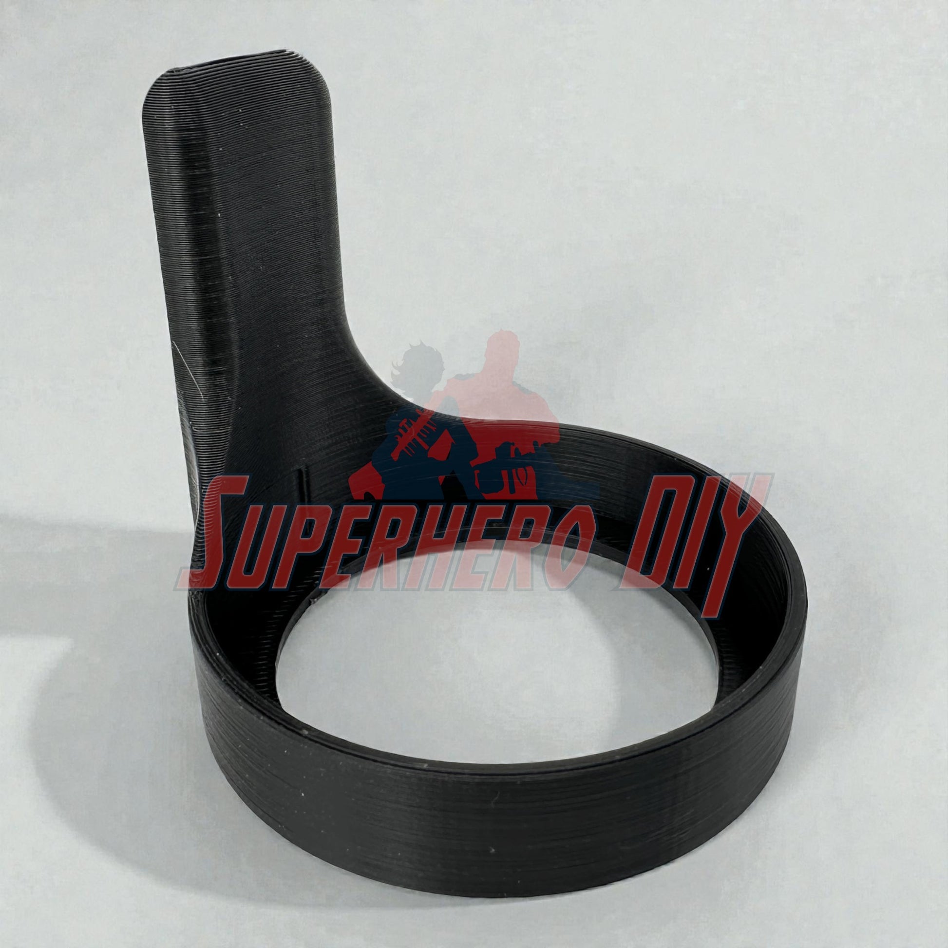 Black 3D-printed display shelf for Amiibo, ideal for showcasing Nintendo Amiibo accessories with no screws or drilling required.