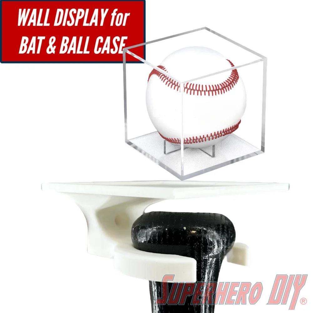 Check out the Baseball Bat and Ball Display Case Holder Wall Mount | Floating Shelf for Baseball Bat and Ball Case from Superhero DIY! The perfect solution for only $7.49