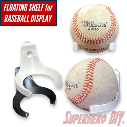 Check out the Baseball Holder Wall Mount | Floating Shelf for Baseball Display from Superhero DIY! The perfect solution for only $2.99