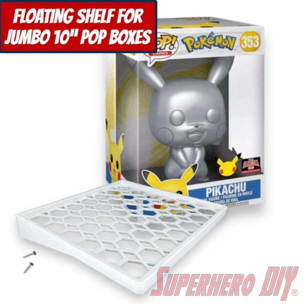 Box Floating Shelf for Jumbo 10" Funko Pops | Comes with mounting screws | Fits 10 inch 8.75W X 8.25D Jumbo Pop boxes - Superhero DIY