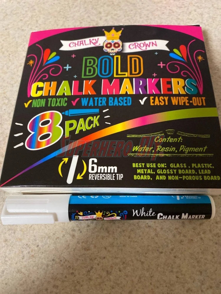Chalk Marker Holder for 2" circumference markers | Side Mount 4 or 8 Window Markers | Fits Chalky Crown - Superhero DIY