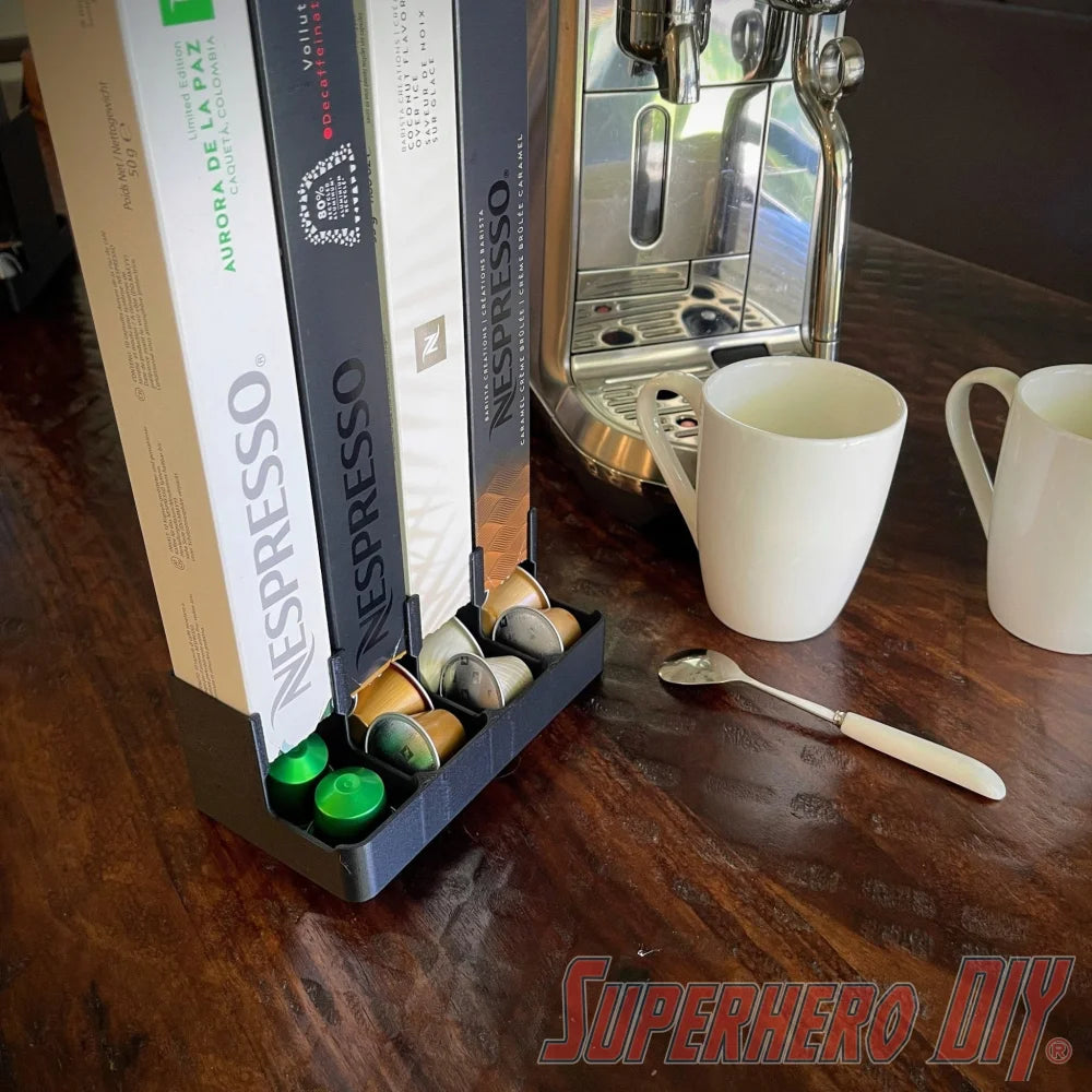 Coffee Pod Sleeve Holder for Nespresso | Multiple Sizes & Colors | Coffee Pod Dispenser Tray | Eco-Friendly Nespresso Capsule Organizer Stand - Superhero DIY