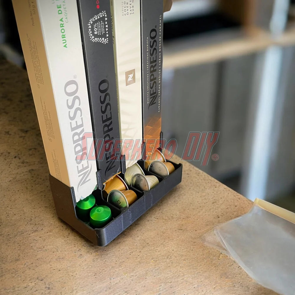 Coffee Pod Sleeve Holder for Nespresso | Multiple Sizes & Colors | Coffee Pod Dispenser Tray | Eco-Friendly Nespresso Capsule Organizer Stand - Superhero DIY