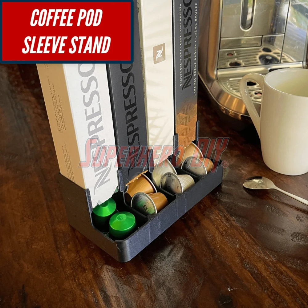 Coffee Pod Sleeve Holder for Nespresso | Multiple Sizes & Colors | Coffee Pod Dispenser Tray | Eco-Friendly Nespresso Capsule Organizer Stand - Superhero DIY