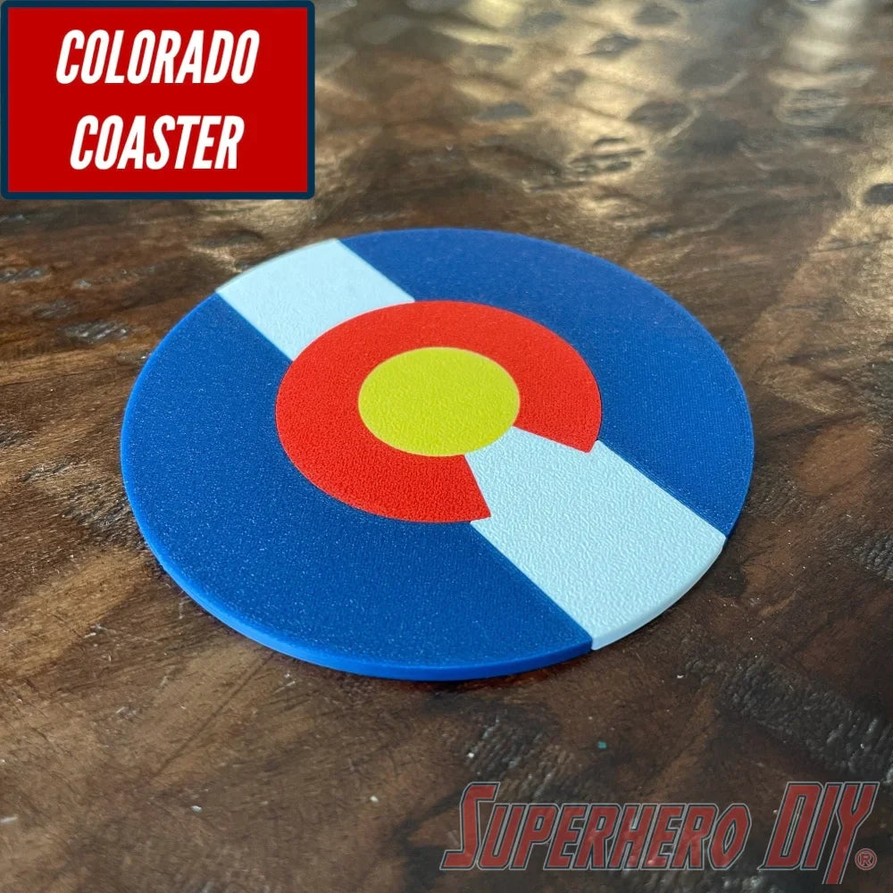 Colorado Coaster | 3D-printed Colorado State Flag coasters | Coasters with Colorado logo - Superhero DIY