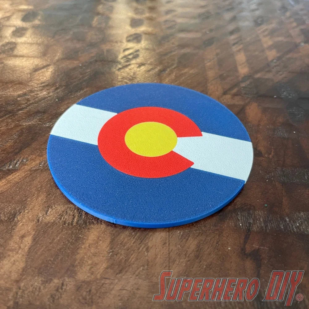 Colorado Coaster | 3D-printed Colorado State Flag coasters | Coasters with Colorado logo - Superhero DIY