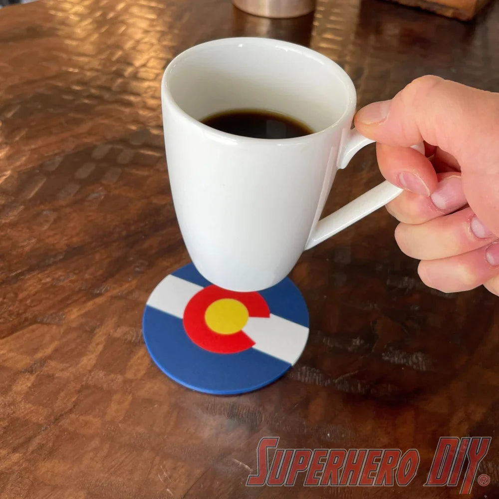 Colorado Coaster | 3D-printed Colorado State Flag coasters | Coasters with Colorado logo - Superhero DIY