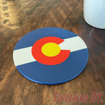 Colorado Coaster | 3D-printed Colorado State Flag coasters | Coasters with Colorado logo - Superhero DIY