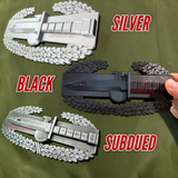 Combat Action Badge Display insignia in silver, black, and subdued colors for showcasing.