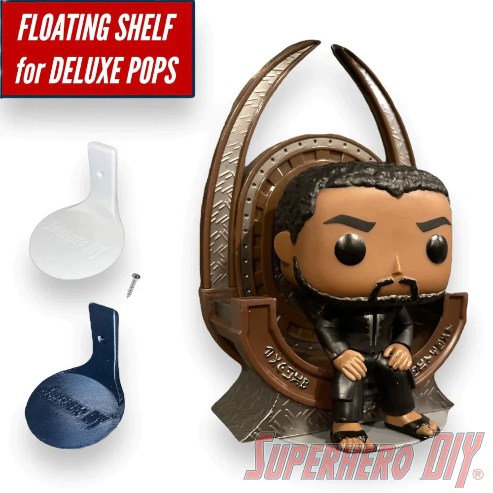 DELUXE size Floating Figure Shelves for POP! DELUXE Vinyl figures | Wall Stand Display Shelves for LARGE pops 6-inch or Deluxe - Superhero DIY