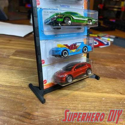 Display Stand + Wall Display Sleeve for 1:64 Scale Vehicles | 5-Car Display for Hot Wheels or Matchbox cars - SuperheroDIY