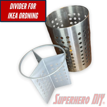 Check out the Divider for IKEA ORDNING Utensil Holder | Fits both short and tall Metal Utensil Holders from Superhero DIY! The perfect solution for only $9.05