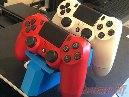 Check out the Dual Controller Stand for PS4 Controller | PlayStation DualShock Controller Holder | Great stand holds 2 PlayStation controllers from Superhero DIY! The perfect solution for only $14.39