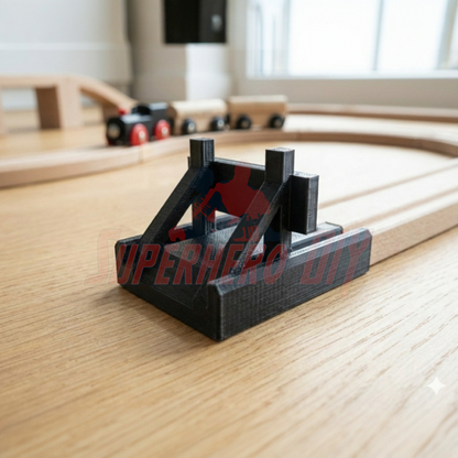 Wooden train set buffer stop compatible with BRIO & Thomas, train buffer END stop for realistic railway endings.