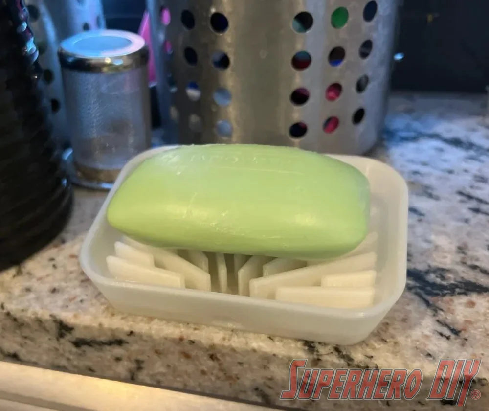 Check out the Fan Out Soap Dish | Bar Soap Holder with center drain and fan out design from Superhero DIY! The perfect solution for only $10.34