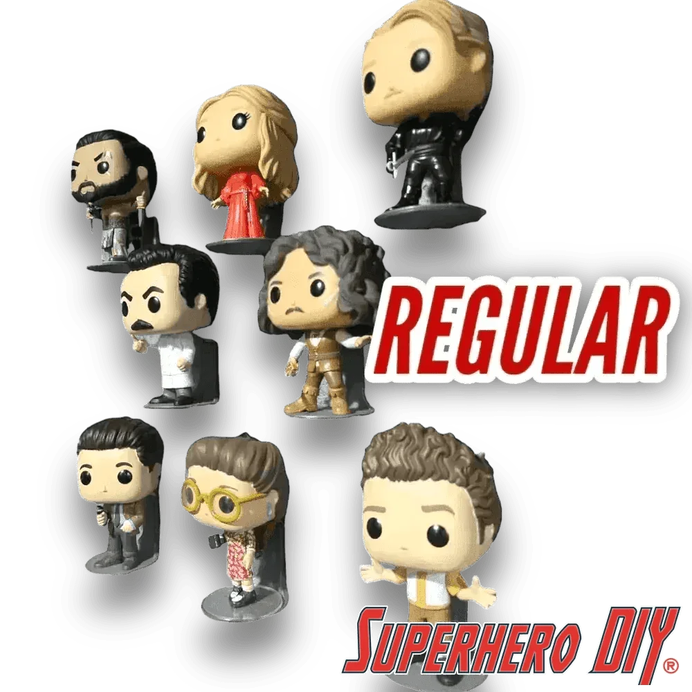 4-inch Funko Pop figures displayed on a Superhero DIY floating figure shelf, perfect for wall-mounted Funko Pop displays