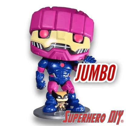 Jumbo 10-inch Funko Pop figure displayed on a Superhero DIY floating figure shelf with a secure mounting screw