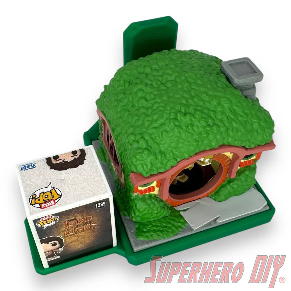 Wall-mounted display shelf for Funko Bitty Pop Towns, fits full town box and figures for out-of-box collectors