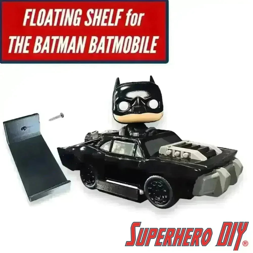 Floating Shelf for POP! RIDES BATMAN IN BATMOBILE Out of Box Display | Mounting screw included! - SuperheroDIY