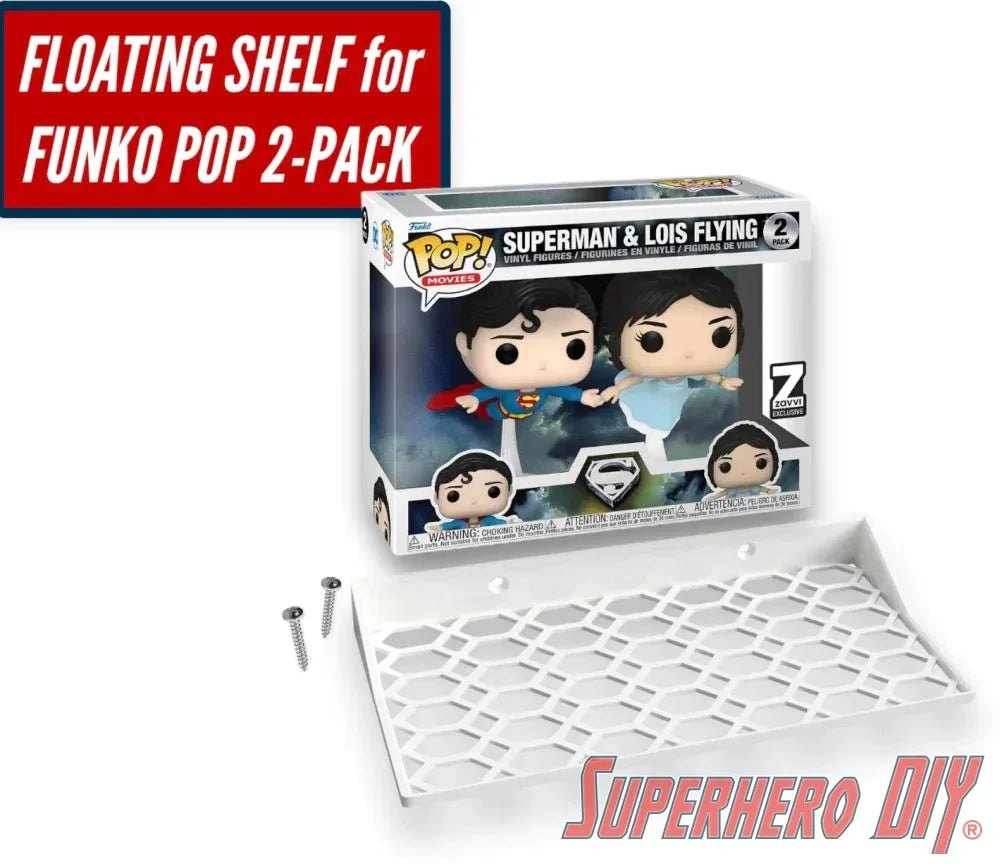 Check out the Floating Shelf for Funko Pop! 2-PACK |  Box Wall Mount Display Shelf | Fits 8W X 3.5D | Includes mounting screws from Superhero DIY! The perfect solution for only $7.39