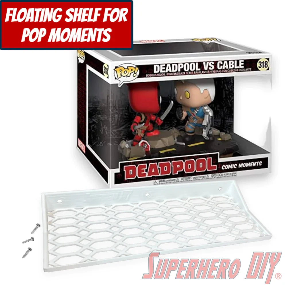 Check out the Floating Shelf for Funko Pop! Comic Moments Deadpool Vs Cable #318 from Superhero DIY! The perfect solution for only $18.99