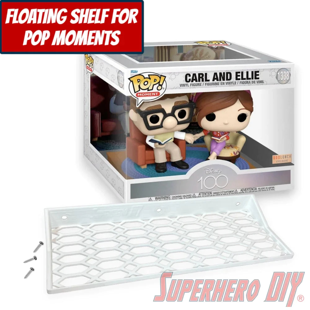 Check out the Floating Shelf for Funko Pop! Moment Carl and Ellie #1338 (Up) from Superhero DIY! The perfect solution for only $18.99