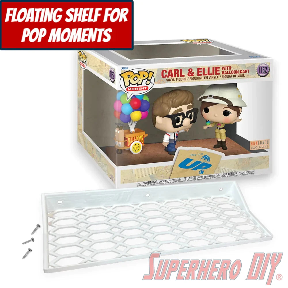 Check out the Floating Shelf for Funko Pop! Moment Carl & Ellie with Balloon Cart #1152 (Up) from Superhero DIY! The perfect solution for only $18.99