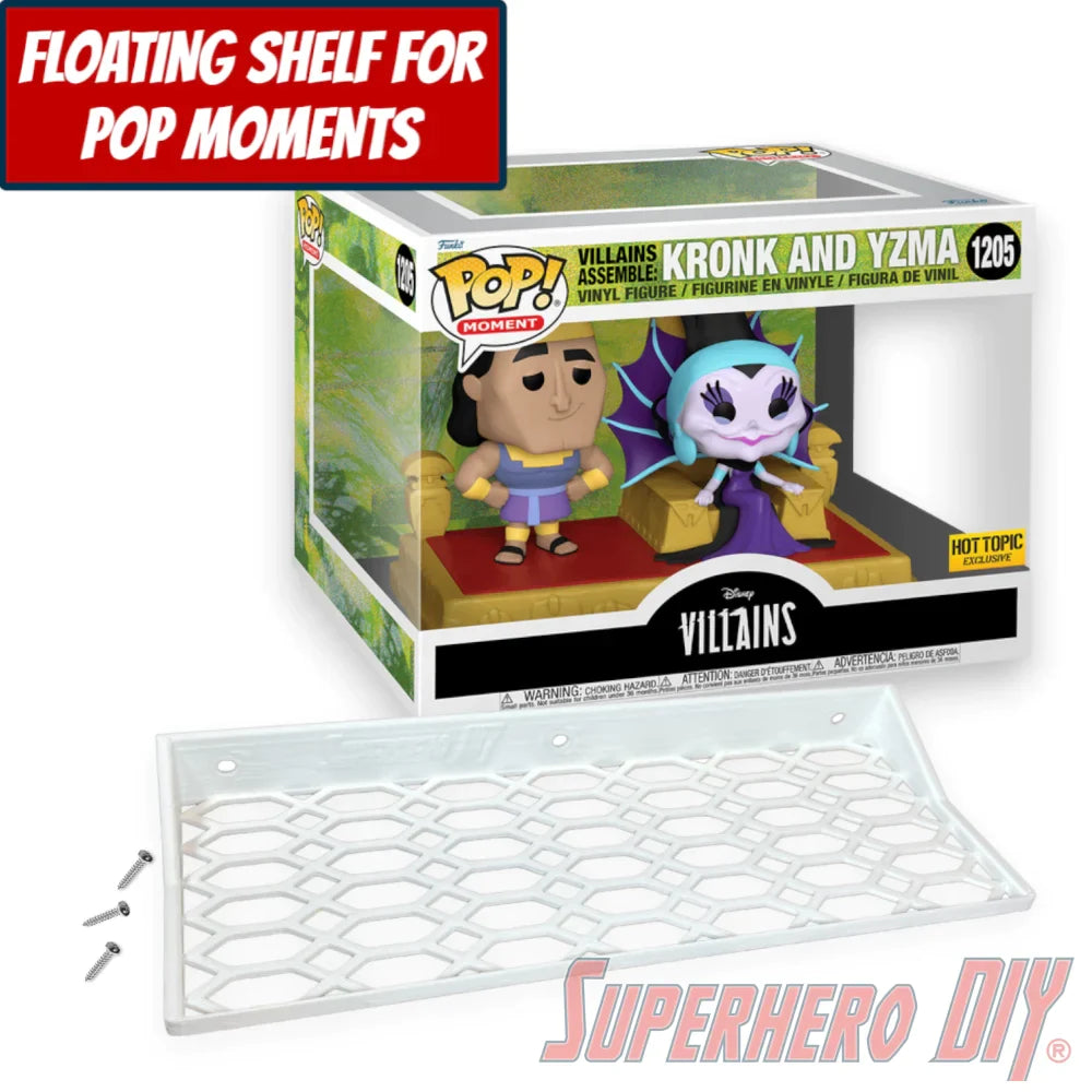 Check out the Floating Shelf for Funko Pop! Moment Kronk and Yzma #1205 (Villains Assemble) from Superhero DIY! The perfect solution for only $18.99