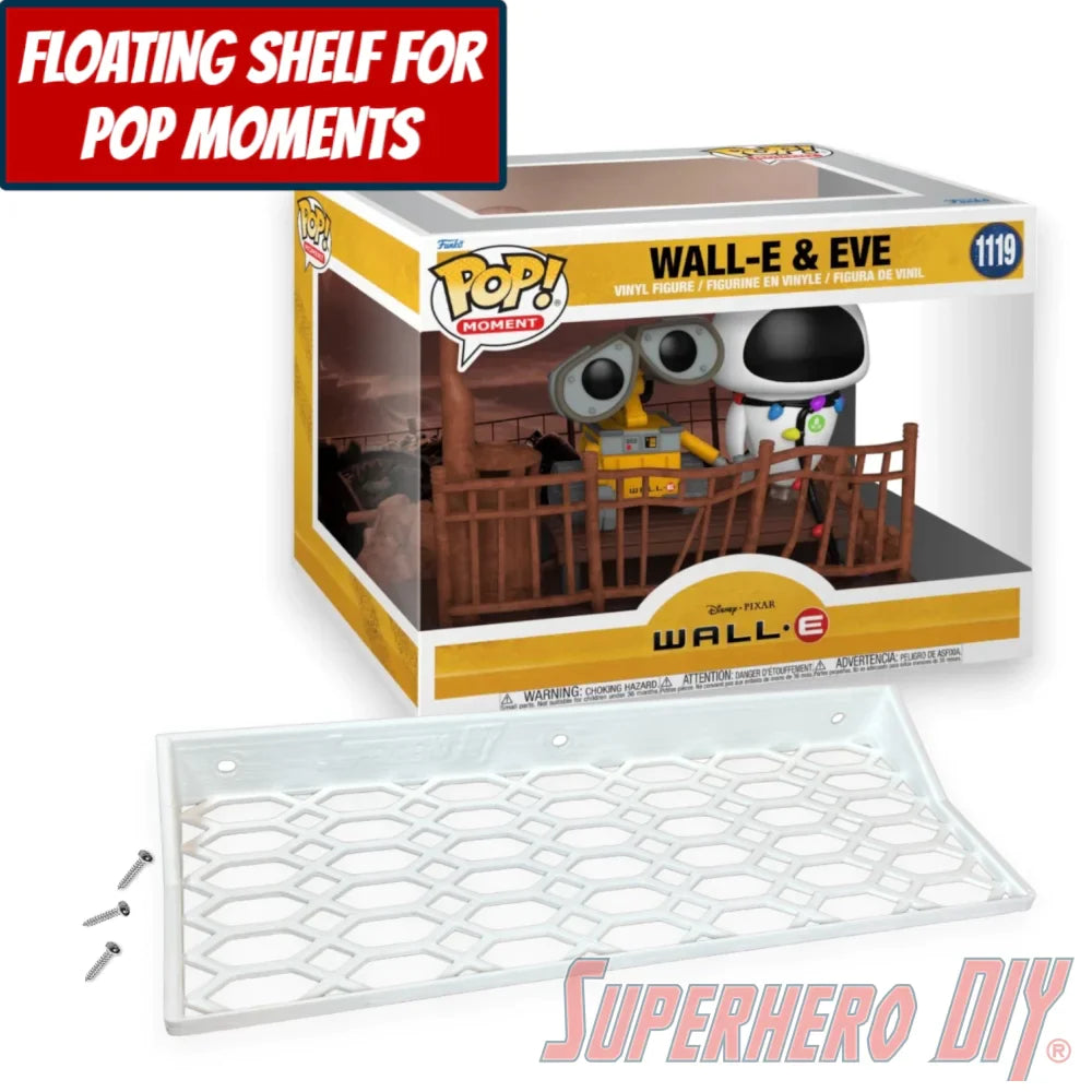 Check out the Floating Shelf for Funko Pop! Moment Wall-E & Eve #1119 from Superhero DIY! The perfect solution for only $18.99