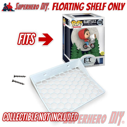 Floating Shelf for Funko Pop! Moments Elliot & E.T. #1259 In-Box Display | Honeycomb Box Shelf - Superhero DIY