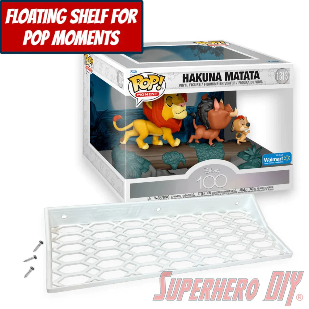 Check out the Floating Shelf for Funko Pop! Movie Moment Hakuna Matata #1313 from Superhero DIY! The perfect solution for only $18.99