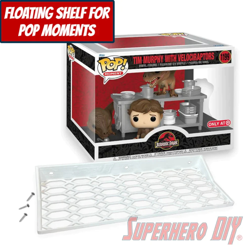 Check out the Floating Shelf for Funko Pop! Movie Moment Tim Murphy with Velociraptors #1199 (Jurassic Park) from Superhero DIY! The perfect solution for only $18.99