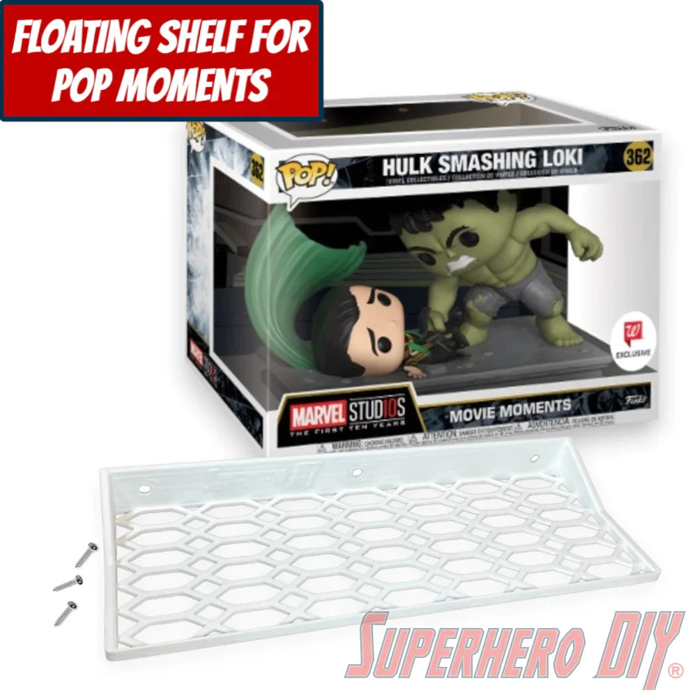 Check out the Floating Shelf for Funko Pop! Movie Moments Hulk Smashing Loki #362 from Superhero DIY! The perfect solution for only $18.99