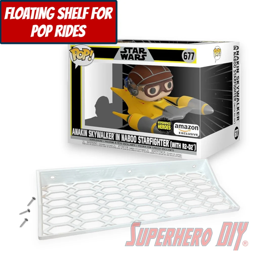 Check out the Floating Shelf for Funko Pop! Rides Anakin Skywalker in Naboo Starfighter (with R2-D2) #667 from Superhero DIY! The perfect solution for only $18.99
