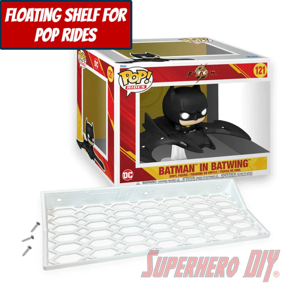 Check out the Floating Shelf for Funko Pop! Rides Batman in Batwing #121 (The Flash) from Superhero DIY! The perfect solution for only $18.99