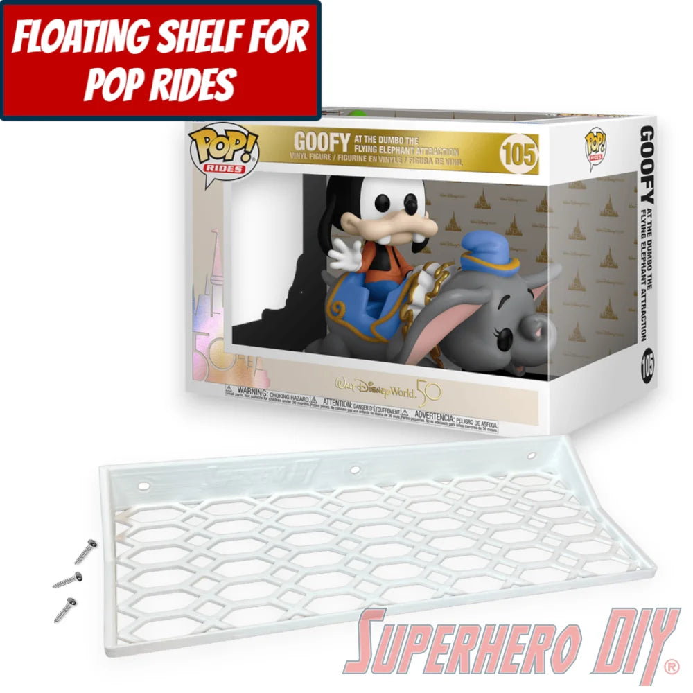 Check out the Floating Shelf for Funko Pop! Rides Goofy at the Dumbo The Flying Elephant Attraction #105 from Superhero DIY! The perfect solution for only $18.99