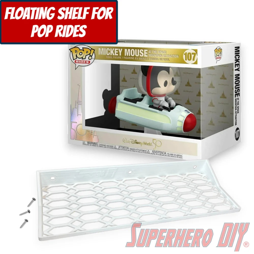 Check out the Floating Shelf for Funko Pop! Rides Mickey Mouse at the Space Mountain Attraction #107 from Superhero DIY! The perfect solution for only $18.99