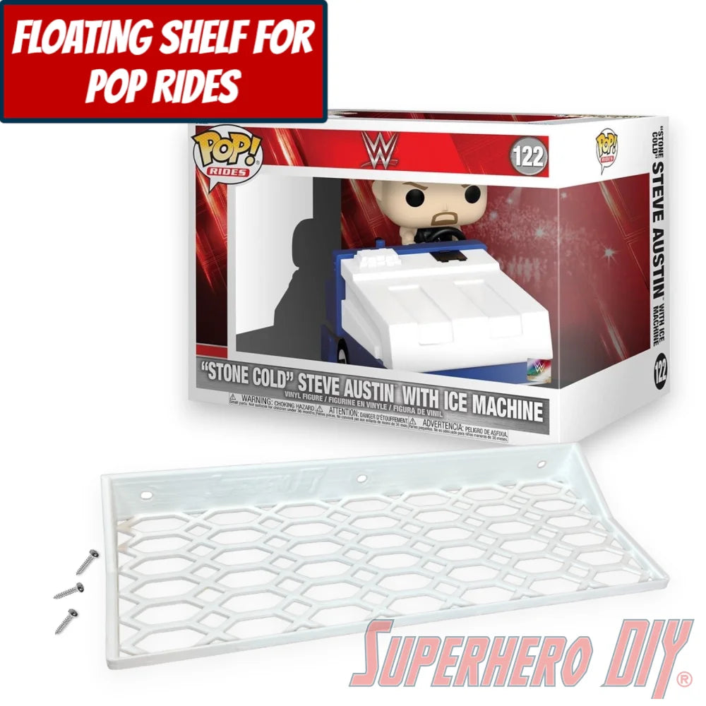 Floating Shelf for Funko Pop! Rides Stone Cold Steve Austin with Ice Machine #122 - Superhero DIY