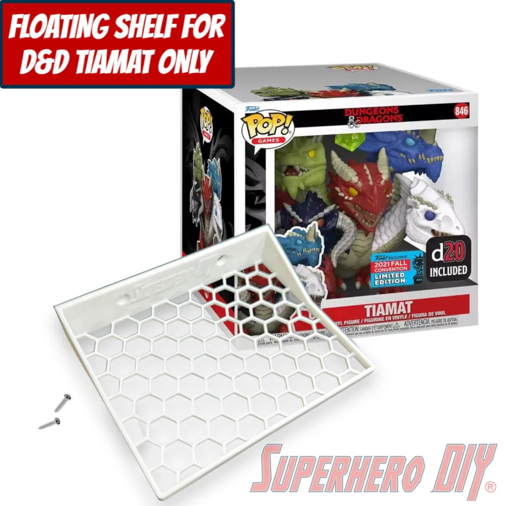 Floating Shelf for Funko Pop! Tiamat #846 (Dungeons & Dragons) In-Box Wall Mount - Superhero DIY