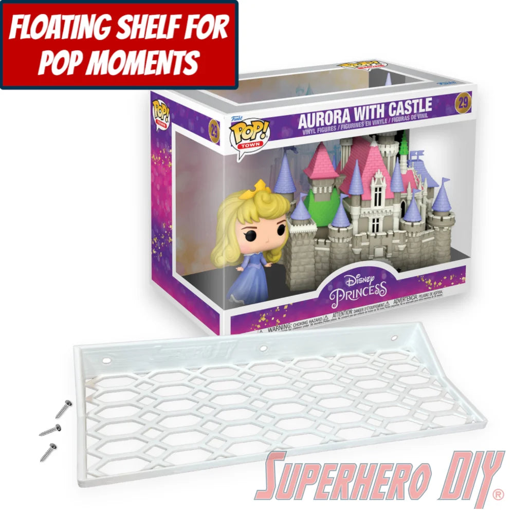 Check out the Floating Shelf for Funko Pop! Town Aurora with Castle #29 from Superhero DIY! The perfect solution for only $18.99