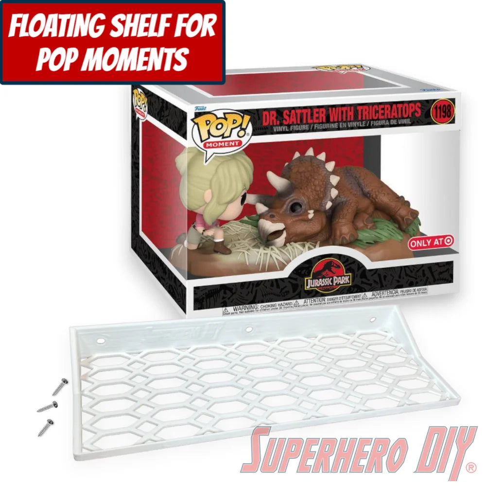 Check out the Floating Shelf for Funko Pop! Town Dr. Sattler with Triceratops #1198 (Jurassic Park) from Superhero DIY! The perfect solution for only $18.99