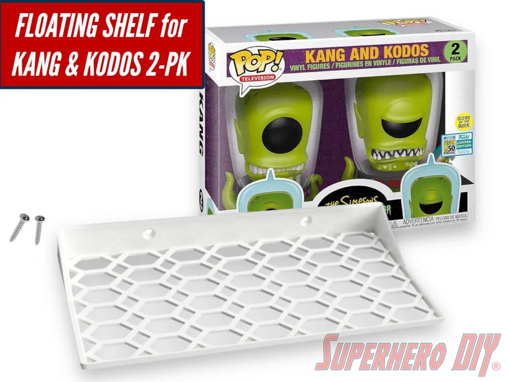 Floating Shelf for KANG AND KODOS 2-PACK Wall Mount | Funko Pop Box Wall Mount for 2-Pack 8.8W X 4.2D | Includes mounting screws - Superhero DIY