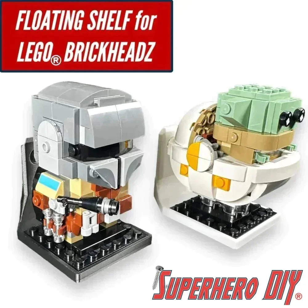 Check out the Floating Shelf for LEGO® BRICKHEADZ | Securely display your favorite builds | Wall Mount Display Shelf from Superhero DIY! The perfect solution for only $2.99