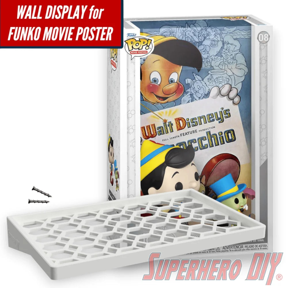 Floating Shelf for PINOCCHIO & JIMINY CRICKET #08 Funko Pop! Movie Poster Box - Superhero DIY