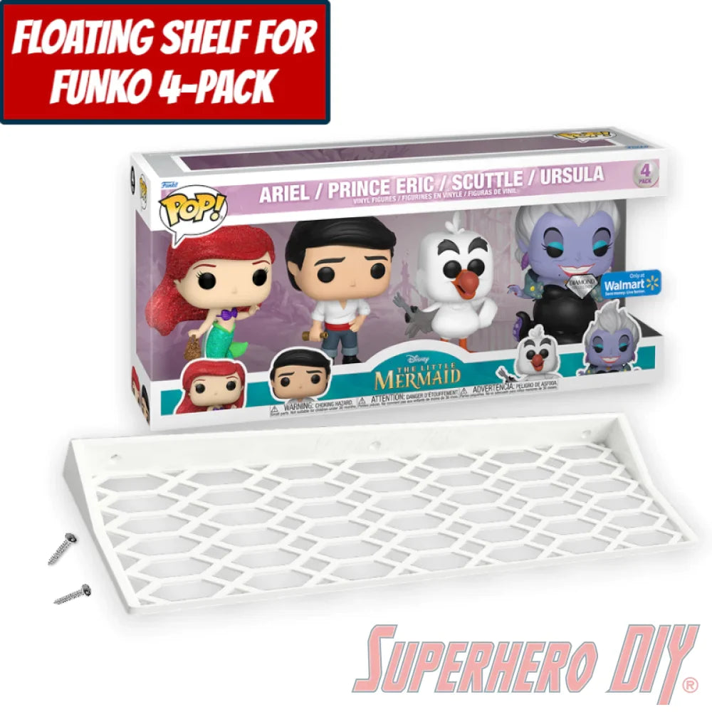 Check out the Floating Shelf for THE LITTLE MERMAID 4-Pack Funko Pop Box from Superhero DIY! The perfect solution for only $12.99