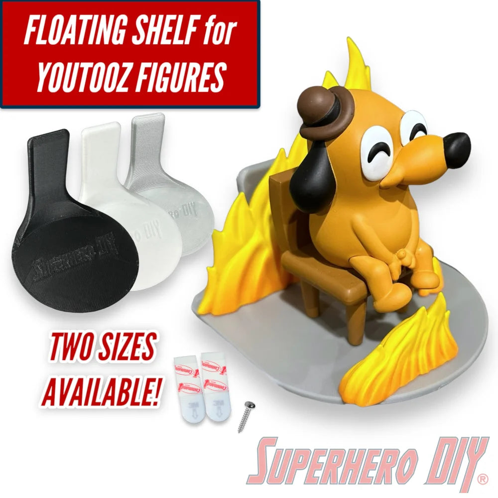 Floating Shelf for YouTooz figures | Wall Mounted Display Stand | Includes mounting strips - Superhero DIY