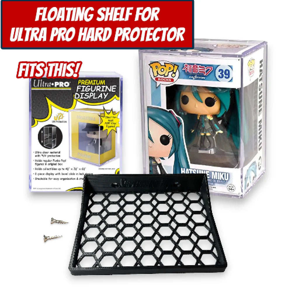 Floating Shelves for Ultra PRO Hard Protectors | Fits Ultra PRO hard stacks for Funko Pop boxes | Mounting screws included - Superhero DIY