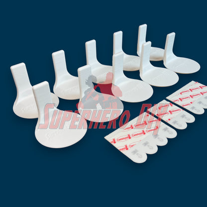 Superhero DIY floating shelves for Funko Pops with adhesive strips for wall mounting.