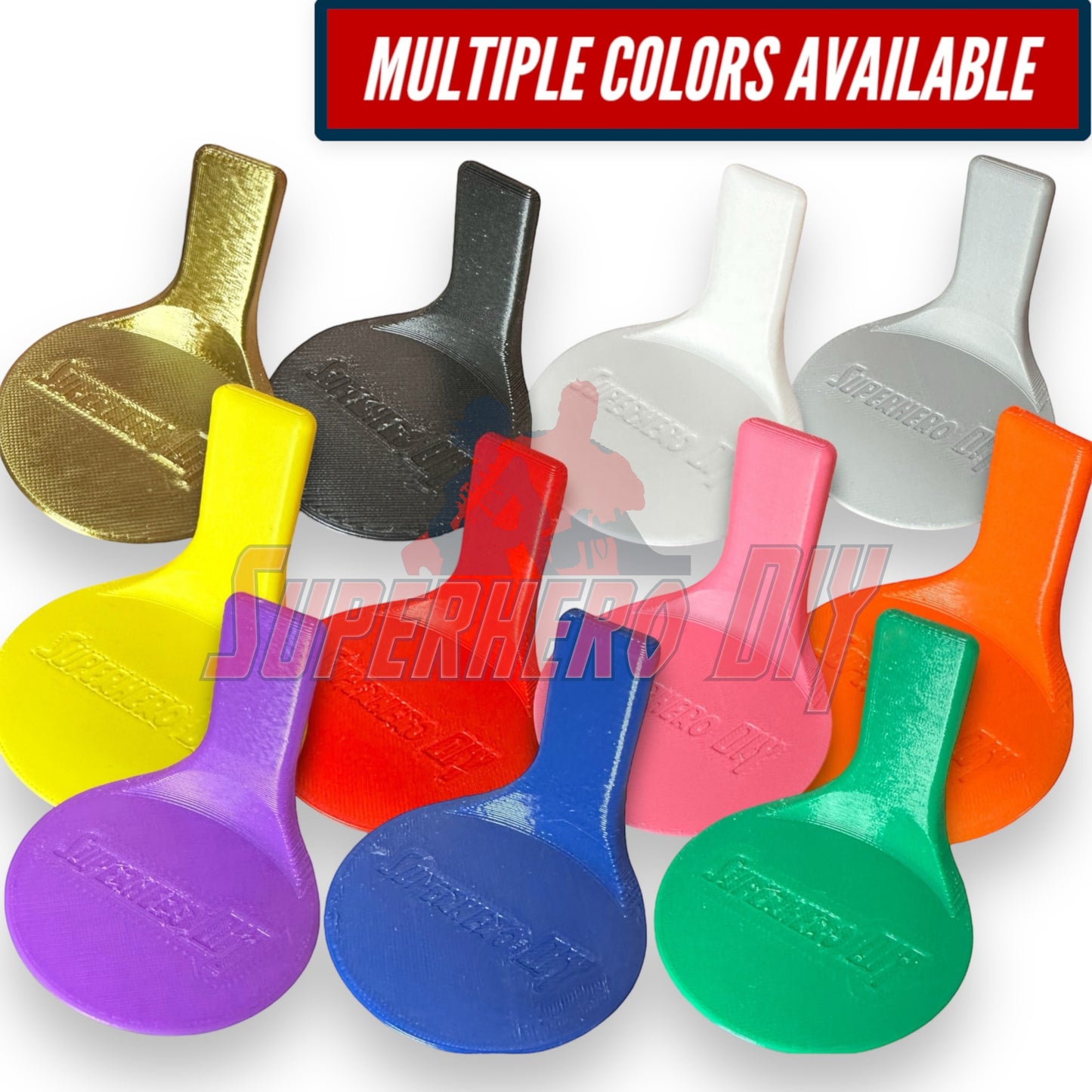 Colorful attachments for floating shelves for Funko Pops, available in various shades from Superhero DIY®